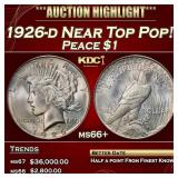 1926-d Peace Dollar Near Top Pop! $1 ms66+ SEGS