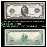 1914 $50 Green Seal Federal Reserve Note Grades xf