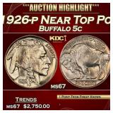 1926-p Buffalo Nickel Near Top Pop 5c ms67 SEGS
