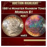 PCGS 1881-s Morgan Dollar Monster Rainbow Toned $1