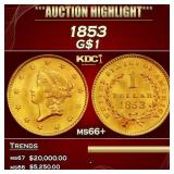 1853 Gold Dollar $1 ms66+ SEGS