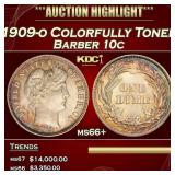 1909-o Barber Dime Colorfully Toned 10c ms66+ SEGS