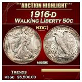 1916-d Walking Liberty Half Dollar 50c ms66 SEGS