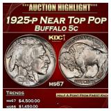 1925-p Buffalo Nickel Near Top Pop 5c ms67 SEGS