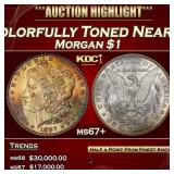 1887-p Morgan Dollar Colorfully Toned Near Top Pop