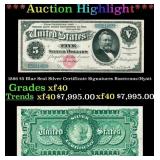 1886 $5 Blue Seal Silver Certificate Grades xf40 S