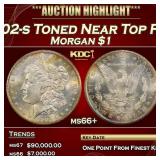 1902-s Morgan Dollar Toned Near Top Pop $1 ms66+ S