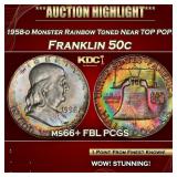 PCGS 1958-d Franklin Half Dollar Monster Rainbow T