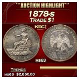 1878-s Trade Dollar $1 ms63 USCG