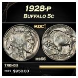 1928-p Buffalo Nickel 5c Grades ms66