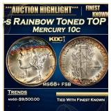 1943-s Mercury Dime Rainbow Toned TOP POP! 10c ms6