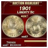 1901 Liberty Nickel 5c ms67 SEGS