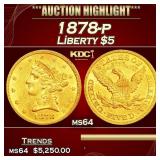 1878-p Gold Liberty Half Eagle $5 ms64 SEGS