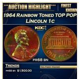 1964 Proof Lincoln Cent Rainbow Toned TOP POP! 1c