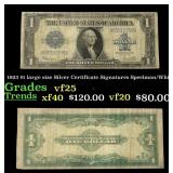 1923 $1 large size Silver Certificate Grades vf+ S