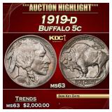 1919-d Buffalo Nickel 5c ms63 USCG
