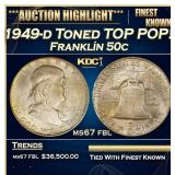 1949-d Franklin Half Dollar Toned TOP POP! 50c ms6