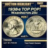 1938-s Washington Quarter TOP POP! 25c ms67+ SEGS