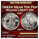 1943-p Walking Liberty Half Dollar Near Top Pop 50