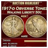 1917-d Obverse Walking Liberty Half Dollar Toned 5