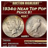 1934-d Peace Dollar Near Top Pop $1 ms66+ SEGS