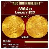 1884-s Gold Liberty Double Eagle $20 ms64+ SEGS