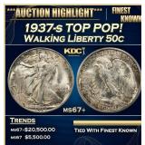 1937-s Walking Liberty Half Dollar TOP POP! 50c ms