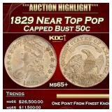 1829 Capped Bust Half Dollar Near Top Pop 50c ms65