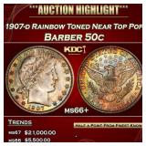 1907-d Barber Half Dollars Rainbow Toned Near Top