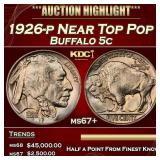 1926-p Buffalo Nickel Near Top Pop 5c ms67+ SEGS