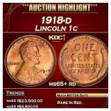 1918-d Lincoln Cent 1c ms65+ rd SEGS