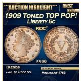1909 Proof Liberty Nickel Toned TOP POP! 5c pr68 S