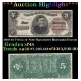 1890 $5 Treasury Note Grades xf+ Signatures Rosecr