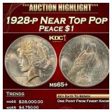 1928-p Peace Dollar Near Top Pop $1 ms65+ SEGS