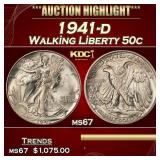 1941-d Walking Liberty Half Dollar 50c ms67 SEGS