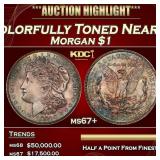 1921-d Morgan Dollar Colorfully Toned Near Top Pop