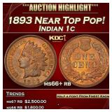 1893 Indian Cent Near Top Pop! 1c ms66+ rb SEGS