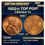 1922-d Lincoln Cent TOP POP! 1c Grades ms66+ rd