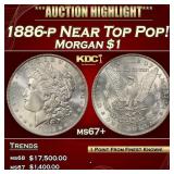 1886-p Morgan Dollar Near Top Pop! $1 ms67+ SEGS