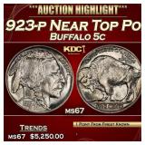 1923-p Buffalo Nickel Near Top Pop! 5c ms67 SEGS