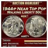 1944-p Walking Liberty Half Dollar Near Top Pop 50