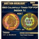 1883 Proof Indian Cent Colorfully Toned TOP POP! 1