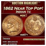 1862 Indian Cent Near Top Pop! 1c ms67+ SEGS
