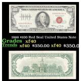 1966 $100 Red Seal United States Note Grades xf