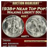 1938-p Walking Liberty Half Dollar Near Top Pop! 5