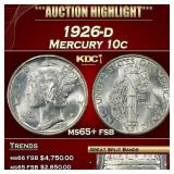 1926-d Mercury Dime 10c ms65+ fsb SEGS