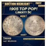 1905 Liberty Nickel TOP POP! 5c ms67 SEGS