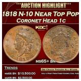 1818 Coronet Head Large Cent N-10 Near Top Pop! 1c