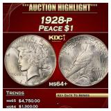 1928-p Peace Dollar $1 ms64+ SEGS