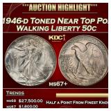 1946-d Walking Liberty Half Dollar Toned Near Top